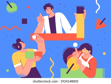 Flat style business people illustration. Coworkers characters communication. Casual business concept vector illustration