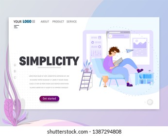 Flat style, business scene with tiny people, simplicity concept.