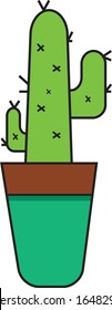 flat style of cactus in a pot