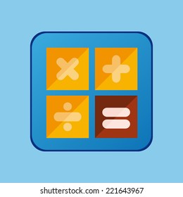 Flat Style Calculator With Blue Long Shadow