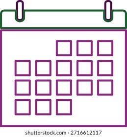Un gráfico de calendario de estilo plano muestra la vista de un mes con espacios para fechas y eventos.