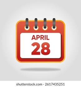 Flat style calendar icon for April 28.