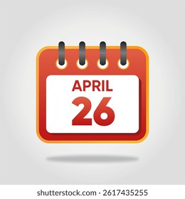 Flat style calendar icon for April 26.