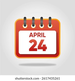Flat style calendar icon for April 24.