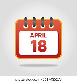 Flat style calendar icon for April 18.