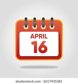 Flat style calendar icon for April 16.