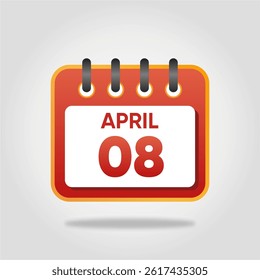 Flat style calendar icon for April 8.