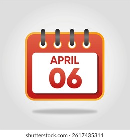 Flat style calendar icon for April 6.