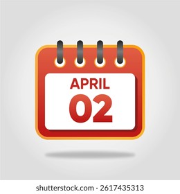 Flat style calendar icon for April 2.