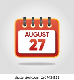 Flat style calendar icon for August 27.