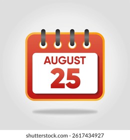 Flat style calendar icon for August 25.