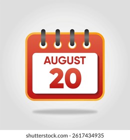 Flat style calendar icon for August 20.