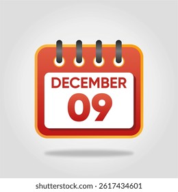 Flat style calendar icon for December 9.
