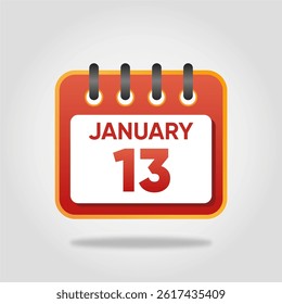 Flat style calendar icon for January 13.