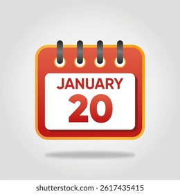 Flat style calendar icon for January 20.