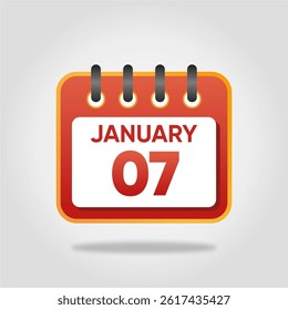 Flat style calendar icon for January 7.