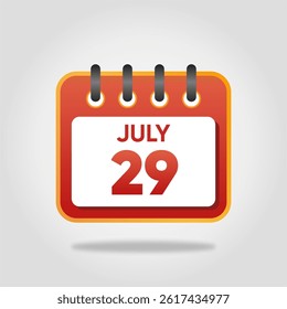 Flat style calendar icon for July 29.