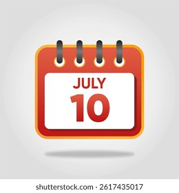 Flat style calendar icon for July 10.