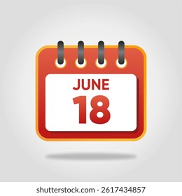 Flat style calendar icon for June 18.