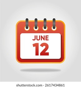 Flat style calendar icon for June 12.