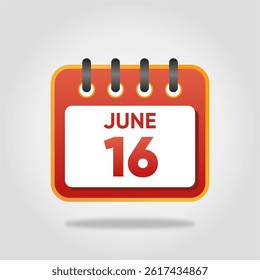 Flat style calendar icon for June 16.