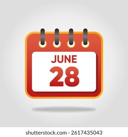 Flat style calendar icon for June 28.