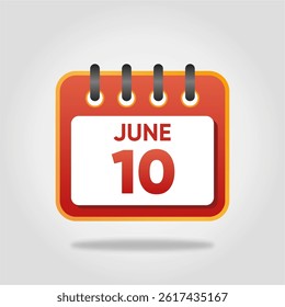 Flat style calendar icon for June 10.