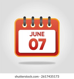Flat style calendar icon for June 7.