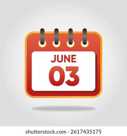 Flat style calendar icon for June 3.