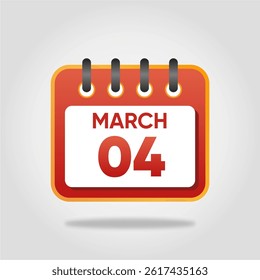 Flat style calendar icon for March 4.