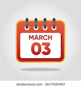 Flat style calendar icon for March 3.