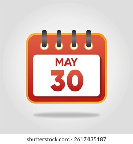 Flat style calendar icon for May 30.