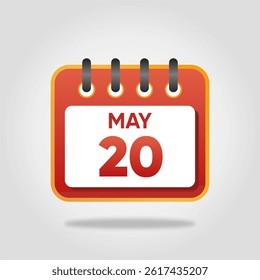 Flat style calendar icon for May 20.