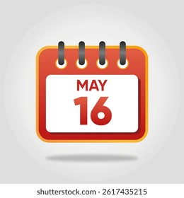 Flat style calendar icon for May 16.