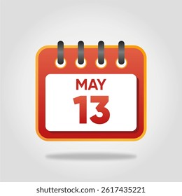 Flat style calendar icon for May 13.