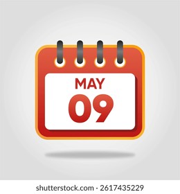 Flat style calendar icon for May 9.