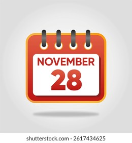 Flat style calendar icon for November 28.