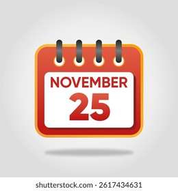 Flat style calendar icon for November 25.
