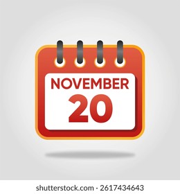 Flat style calendar icon for November 20.