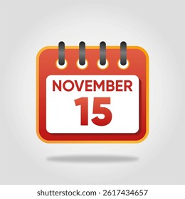 Flat style calendar icon for November 15.