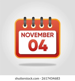 Flat style calendar icon for November 4.