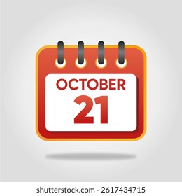 Flat style calendar icon for October 21.