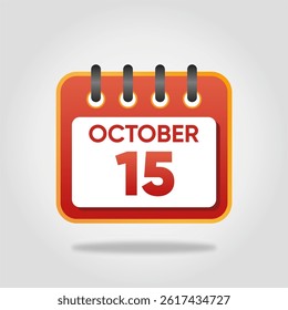 Flat style calendar icon for October 15.