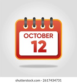 Flat style calendar icon for October 12.