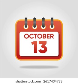 Flat style calendar icon for October 13.