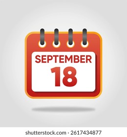 Flat style calendar icon for September 18.
