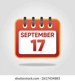 Flat style calendar icon for September 17.