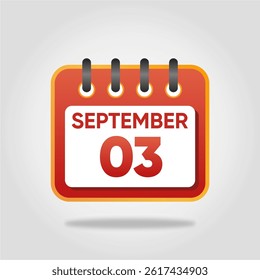 Flat style calendar icon for September 3.