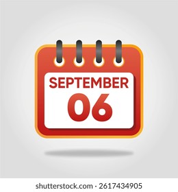 Flat style calendar icon for September 6.