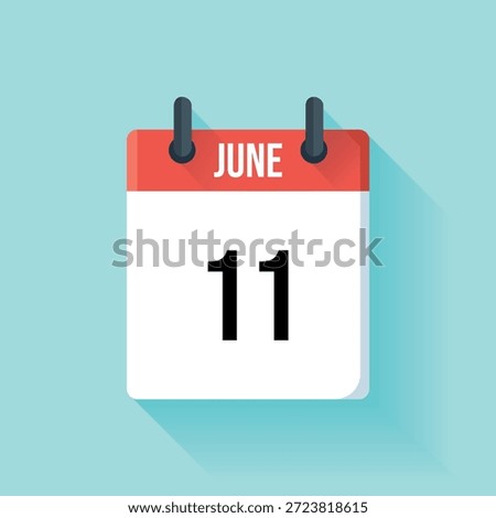 A flat style calendar page shows the month of june and the date, eleventh.